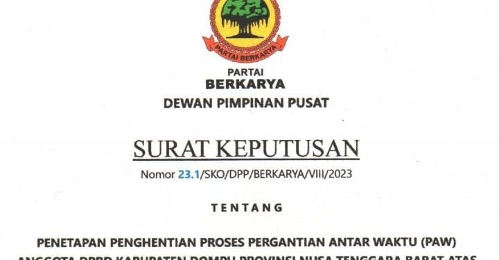 DPP Partai Barkarya Hentikan PAW Muhammad Rasyid Ridha