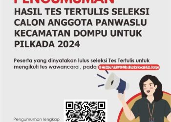 Bawaslu Kabupaten Dompu Umumkan Hasil Tes Tertulis Panwascam Kecamatan Dompu